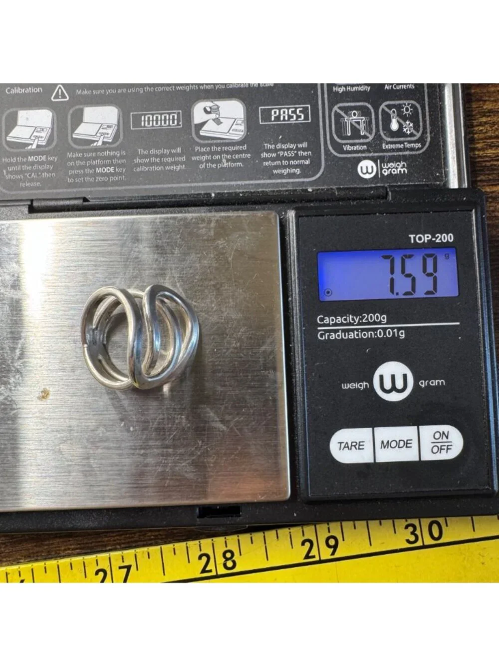 Modernist Open Twist Design Ring Sterling Silver 925 Size 6.75